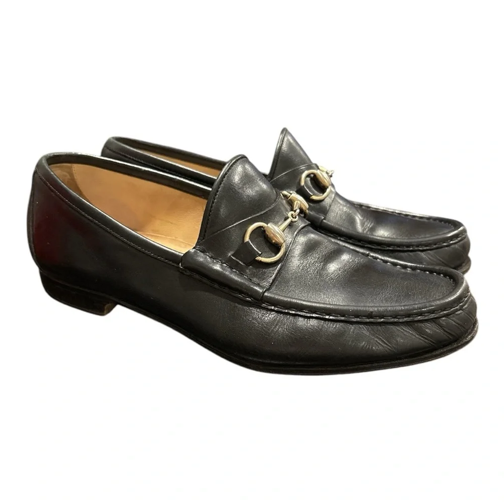 Gucci Men’s Horsebit 1953 Leather Loafers Black/Silver. Size 9.5
